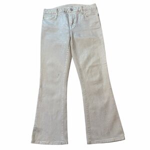 Frame Denim Le Crop Mini Boot Shimmering SIlver White Bootcut Jeans